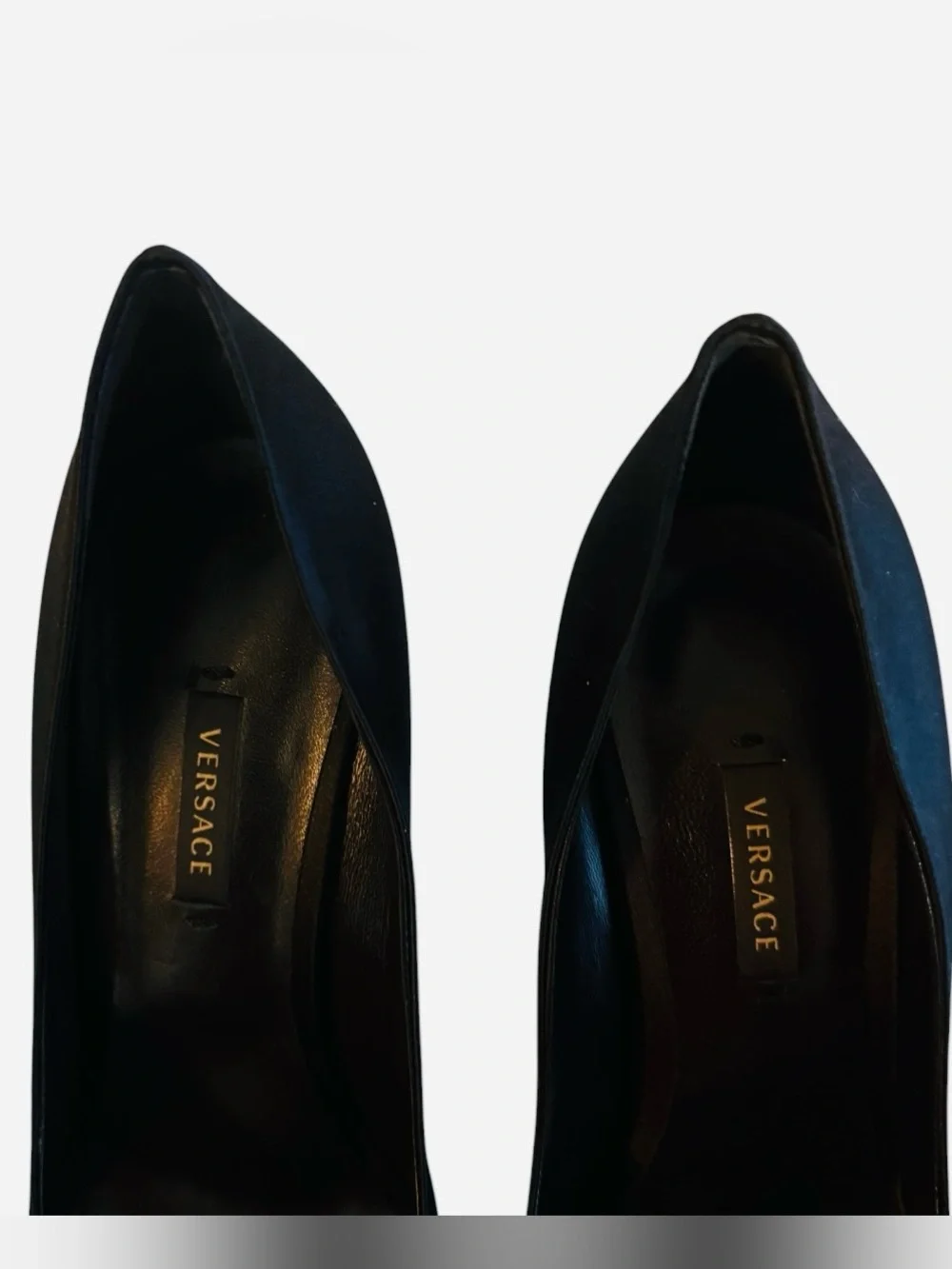 Versace Black Satin Pumps With Embellished Gold & Crystal Bow Sz EU40/US10 (New)